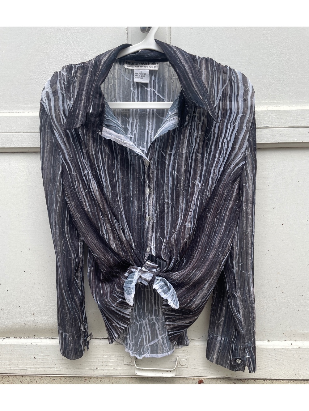 Lauren Michelle crinkle sheer button up